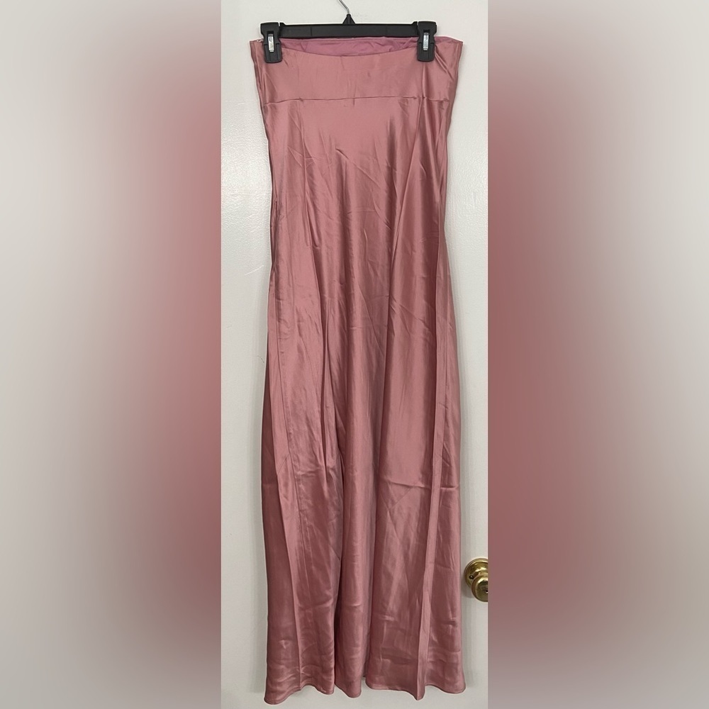 NWT Reformation Joana Silk Strapless Dress Rose Petals Pink Size Medium - Picture 7 of 11